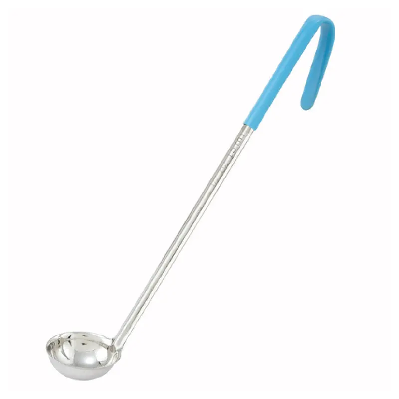 Winco LDC-05 1/2 Oz Color-Coded Ladle with 12 Inch Handle Stainless Steel Aqua