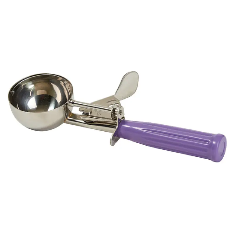 Winco ICD-12P 3-1/4 Oz Ice Cream Disher Plastic Handle Purple Stainless Steel
