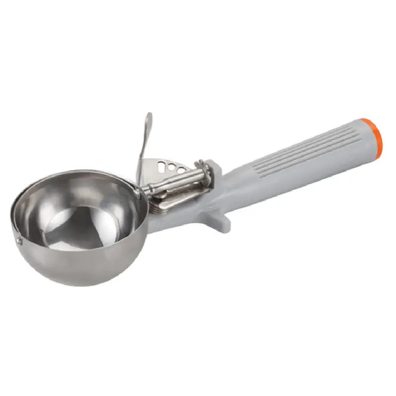 Winco ICOP-8 4 Oz. Deluxe Disher with Thumb Press Stainless Steel Gray