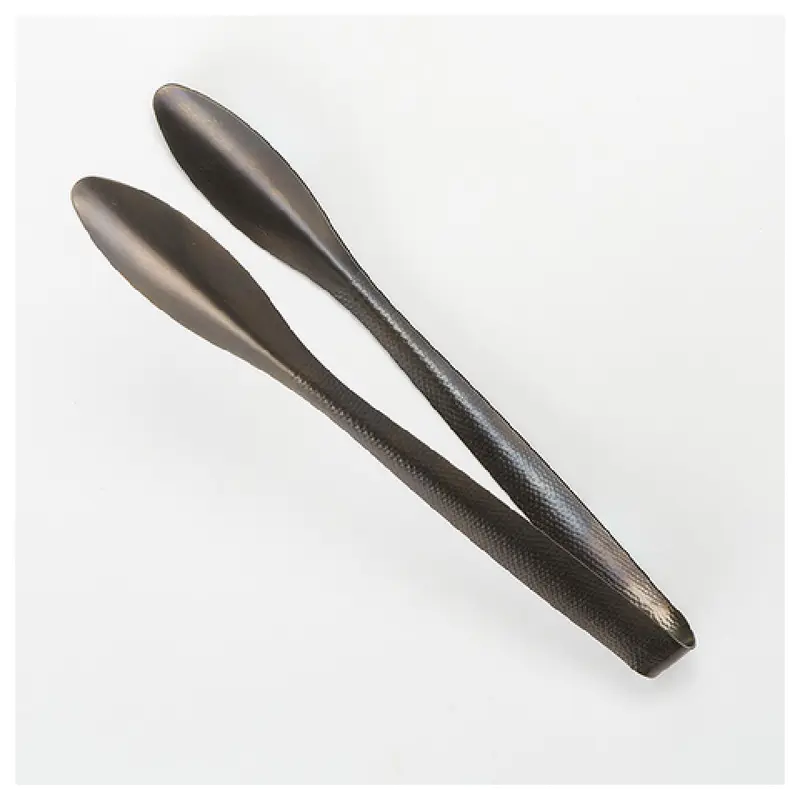 American Metalcraft BLHT1 9 Inch Length Hammered Serving Tongs Vintage Black Finish 18/0 Stainless Steel