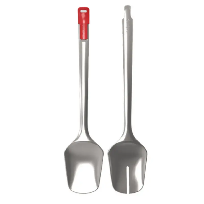 Browne Foodservice 747369 12 Inch Salad Tongs Stainless Steel Fork and Spoon