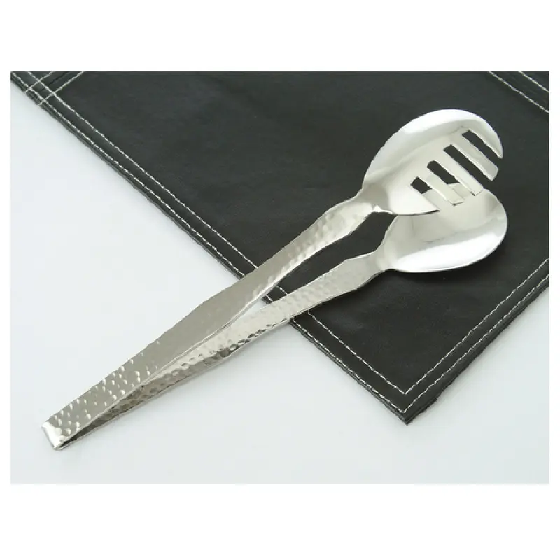 GET Enterprises BSPD-21 9-1/2 Inch O-shaped Tongs One-piece 18/8 Stainless Steel Pounded Finish
