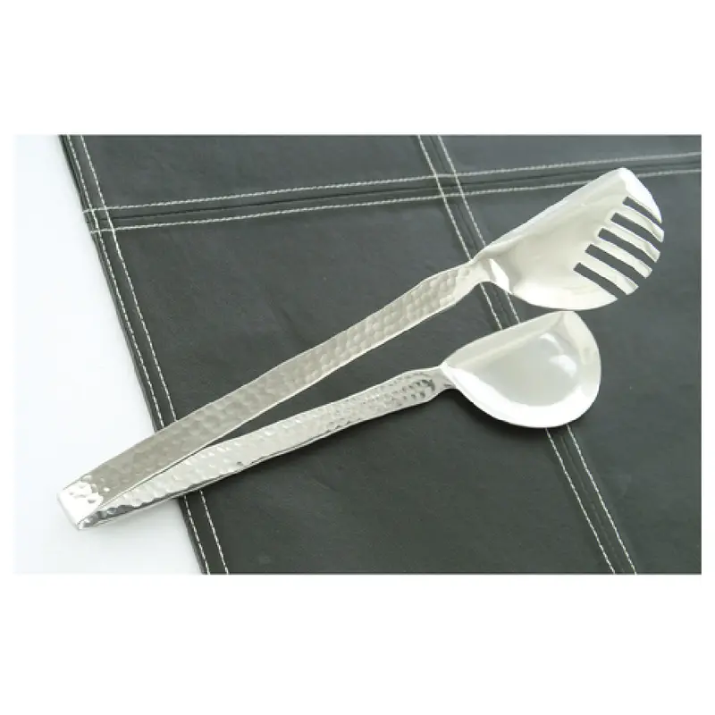 GET Enterprises BSPD-20 10-1/2 Inch Salad Tongs One-piece Comb shaped Stainless Steel Pounded Finish
