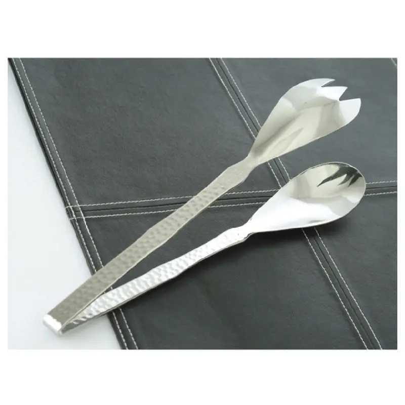 GET Enterprises BSPD-23 11 Inch Salad Tongs One-piece 18/8 Stainless Steel Pounded Finish