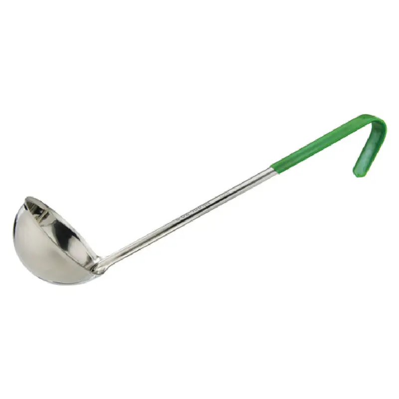 Winco LDCN-6 6 Oz Ladle One-Piece Stainless Steel Green with Ergonomic Handle