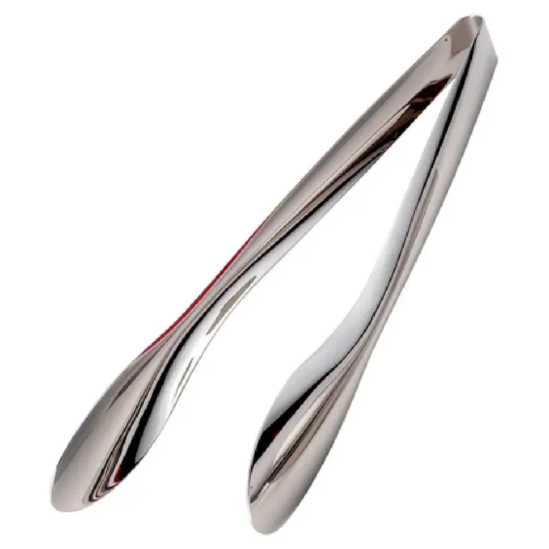 Browne Foodservice 573188 12 Inch Ergonomic Tongs One Piece Stainless Steel Mirror Finish