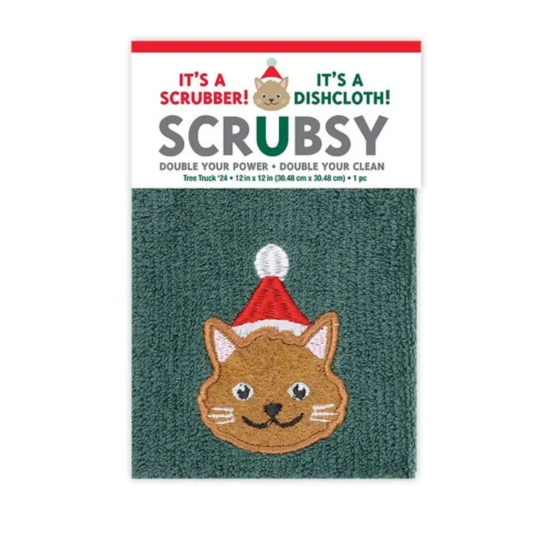 Scrubsy Cloth - Festive Cats