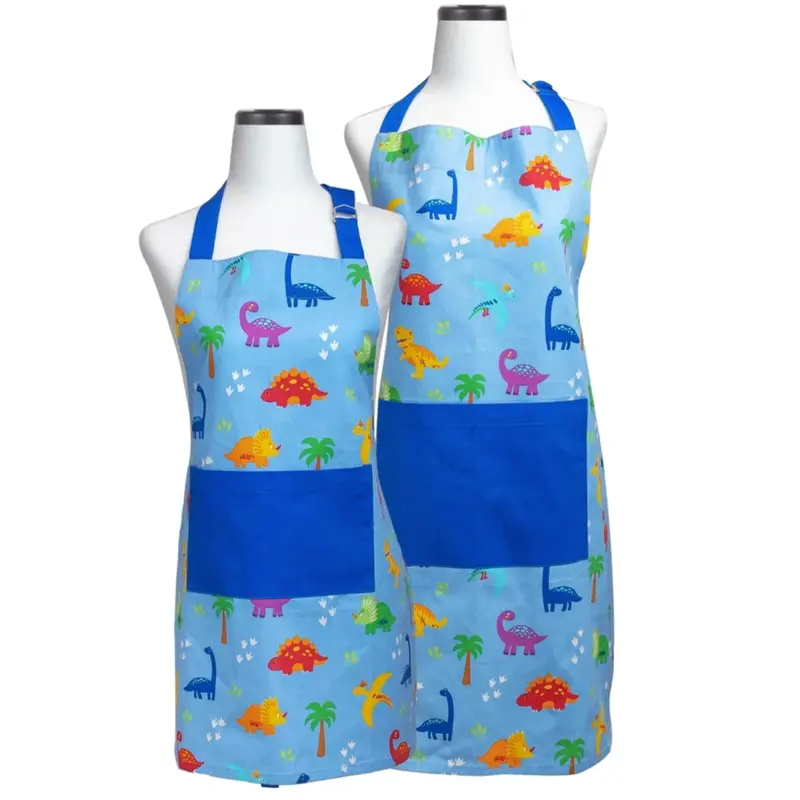 Kid & Adult Apron Set - Dinosaur