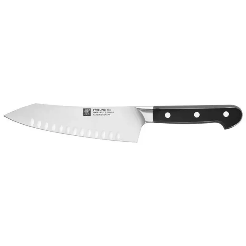 7" Rocking Santoku, Hollow Edge