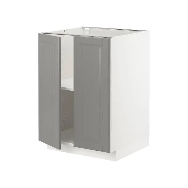 METOD base cabinet with shelves/2 doors, white/Bodbyn grey, 60x60 cm