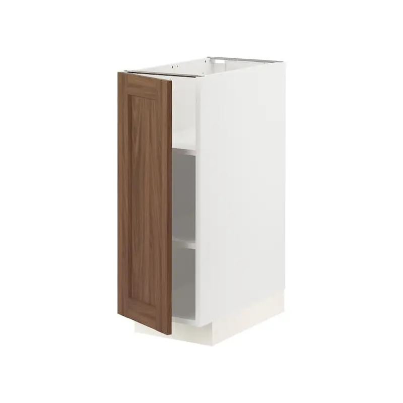 METOD base cabinet with shelves, white Enkping/brown walnut effect, 30x60 cm