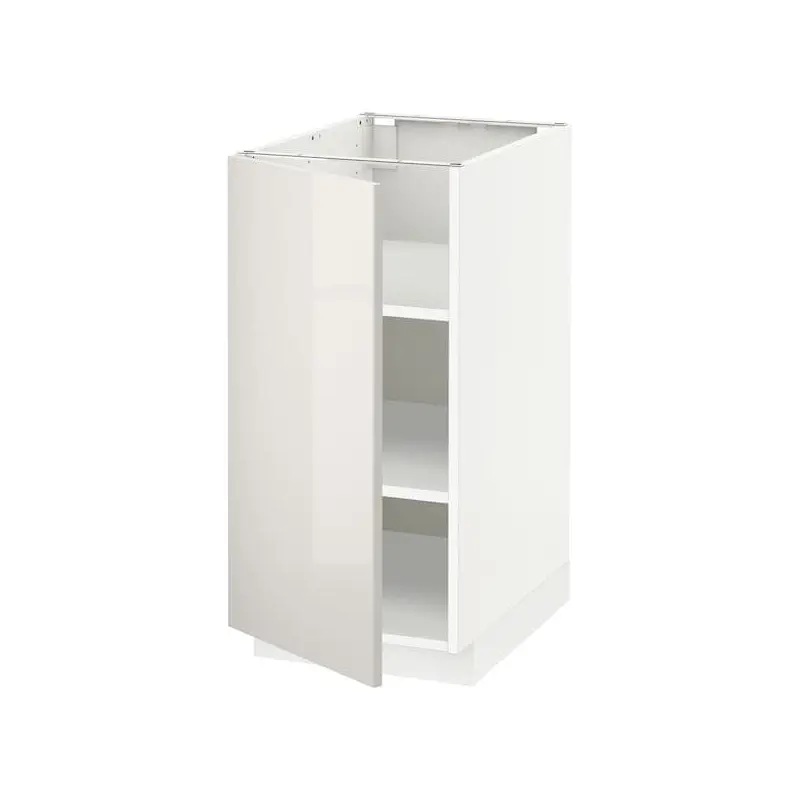 METOD base cabinet with shelves, white/Ringhult light grey, 40x60 cm