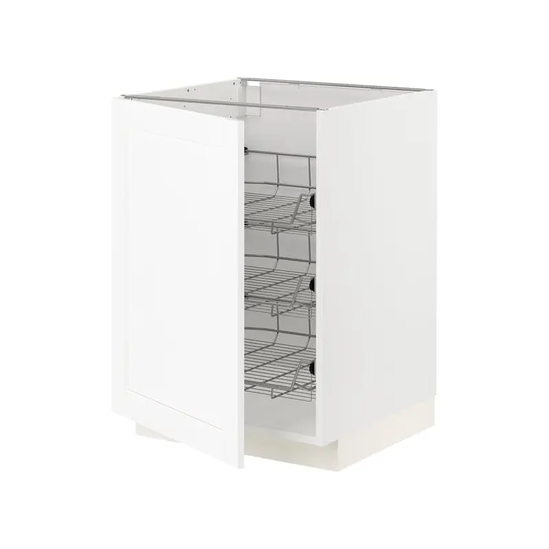 METOD base cabinet with wire baskets, white Enkping/white wood effect, 60x60 cm