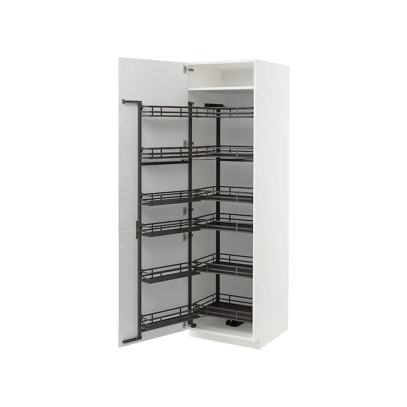 METOD high cabinet with pull-out larder, white/Voxtorp high-gloss/white, 60x60x200 cm