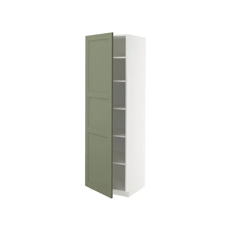 METOD high cabinet with shelves, white/Axstad grey-green, 60x60x200 cm