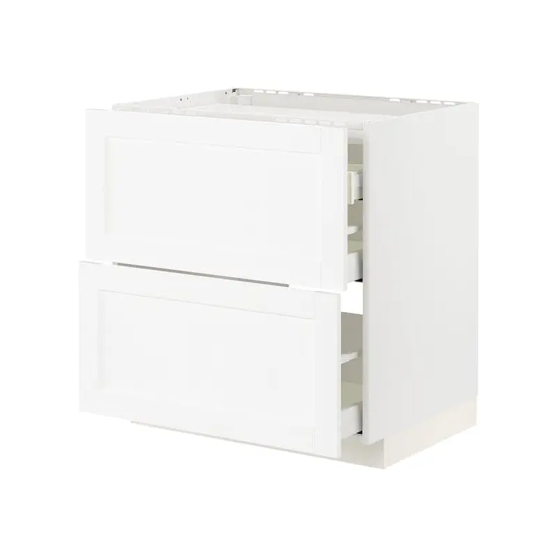 METOD / MAXIMERA base cab f hob/2 fronts/3 drawers, white Enkping/white wood effect, 80x60 cm