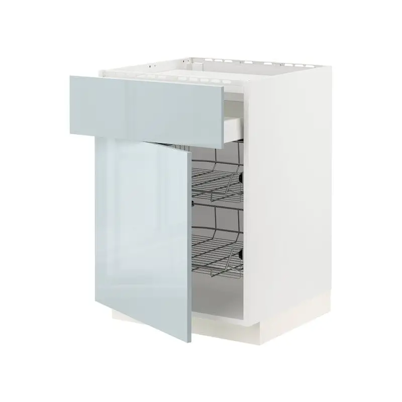METOD / MAXIMERA base cab f hob/drawer/2 wire bskts, white/Kallarp light grey-blue, 60.0x80.0x60.0 cm