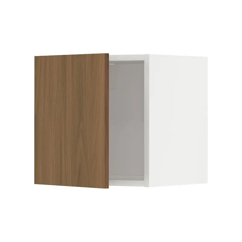 METOD wall cabinet, white/Tistorp brown walnut effect, 40x40 cm