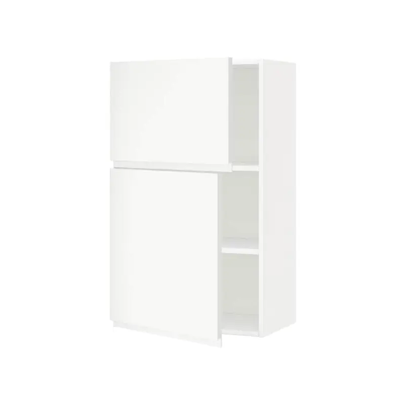 METOD wall cabinet with shelves/2 doors, white/Voxtorp matt white, 60x100 cm