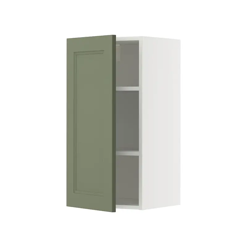 METOD wall cabinet with shelves, white/Axstad grey-green, 40x80 cm