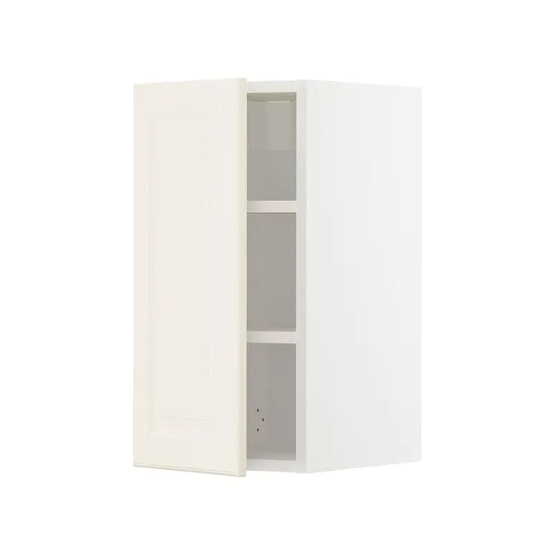METOD wall cabinet with shelves, white/Bodbyn off-white, 30x60 cm