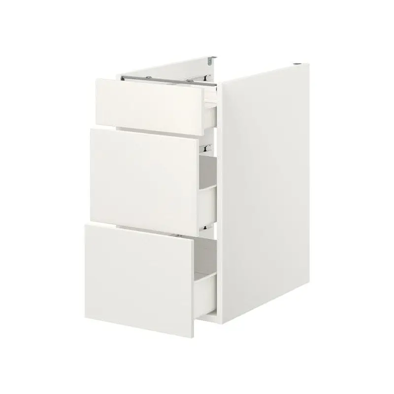 ENHET base cb w 3 drawers, white, 40x62x75 cm