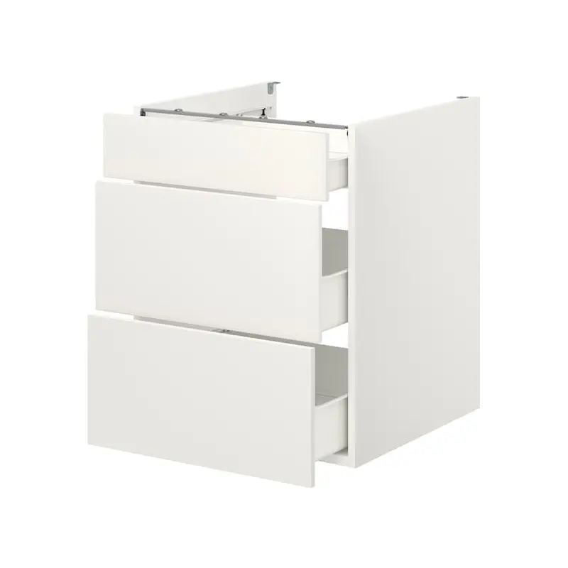 ENHET - ENHET Base cb w 3 drawers, white, 60x62x75 cm