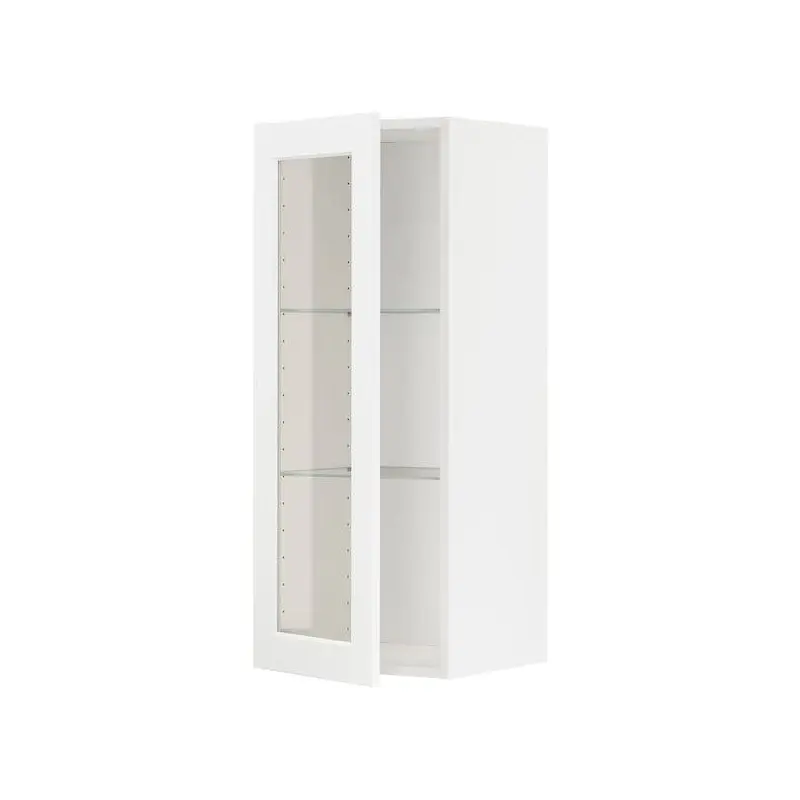 METOD wall cabinet w shelves/glass door, white Enkping/white wood effect, 40x100 cm