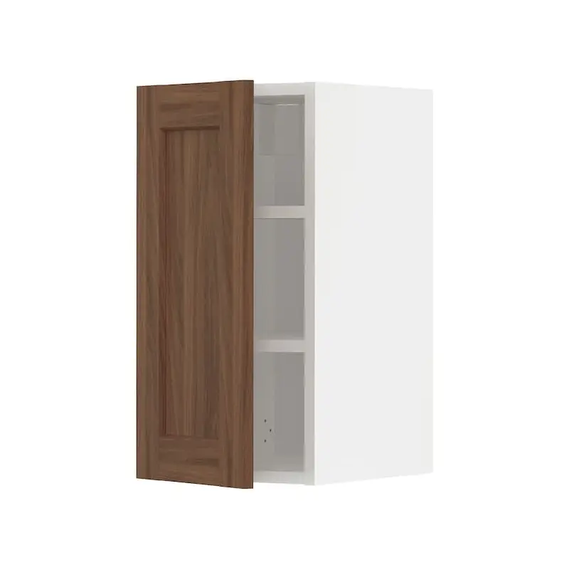 METOD wall cabinet with shelves, white Enkping/brown walnut effect, 30x60 cm