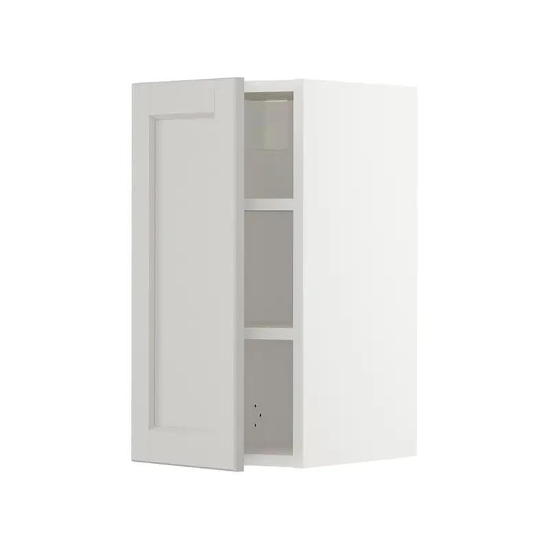 METOD wall cabinet with shelves, white/Lerhyttan light grey, 30x60 cm