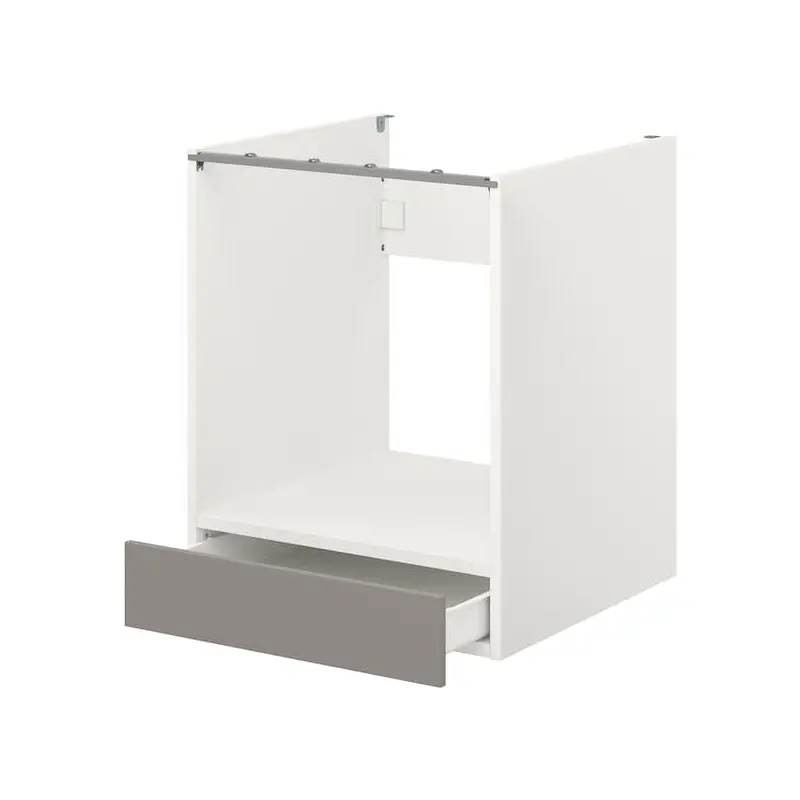 ENHET base cabinet for oven with drawer, white/grey frame, 60x62x75 cm