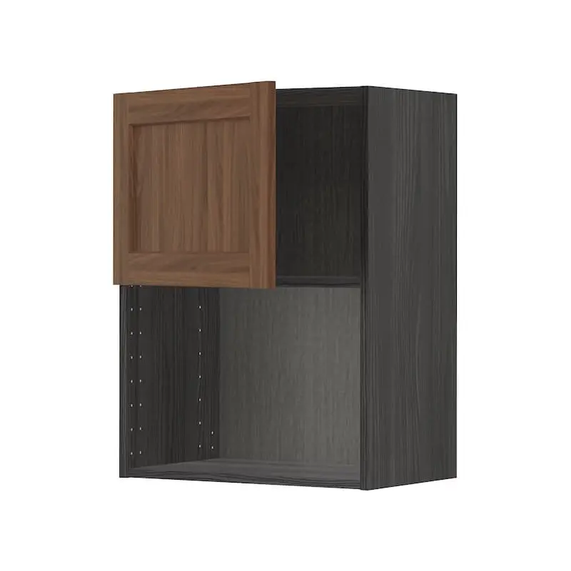 METOD - METOD Wall cabinet for microwave oven, black Enkping/brown walnut effect, 60x80 cm