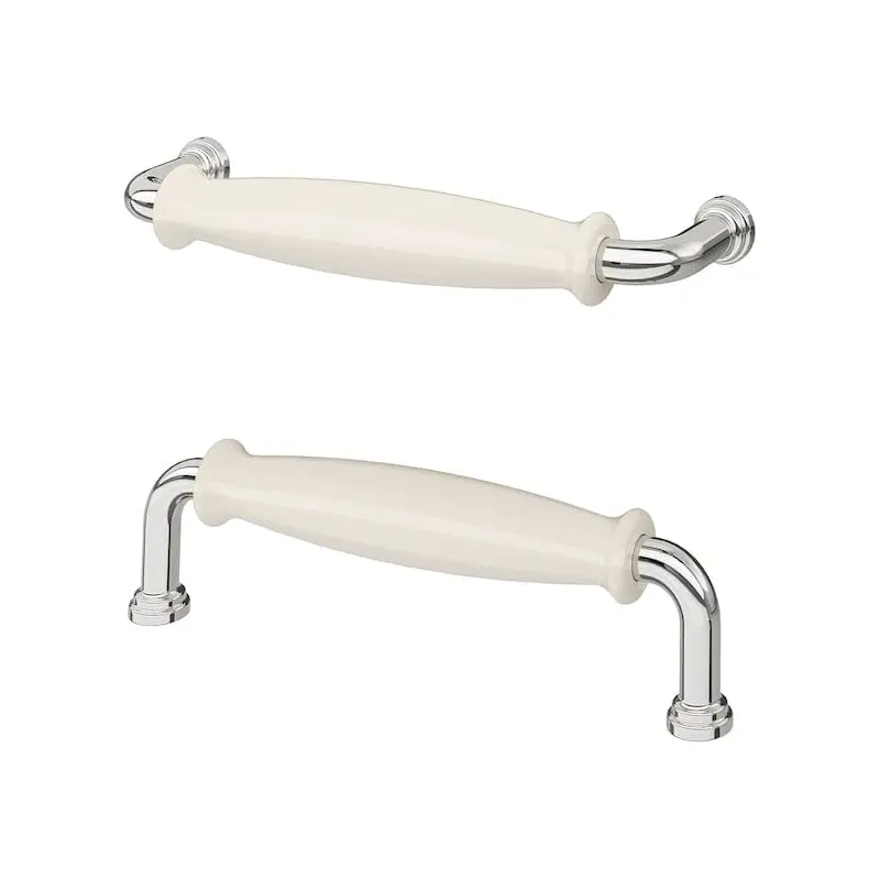 KLINGSTORP handle, off-white/chrome-plated, 141 mm