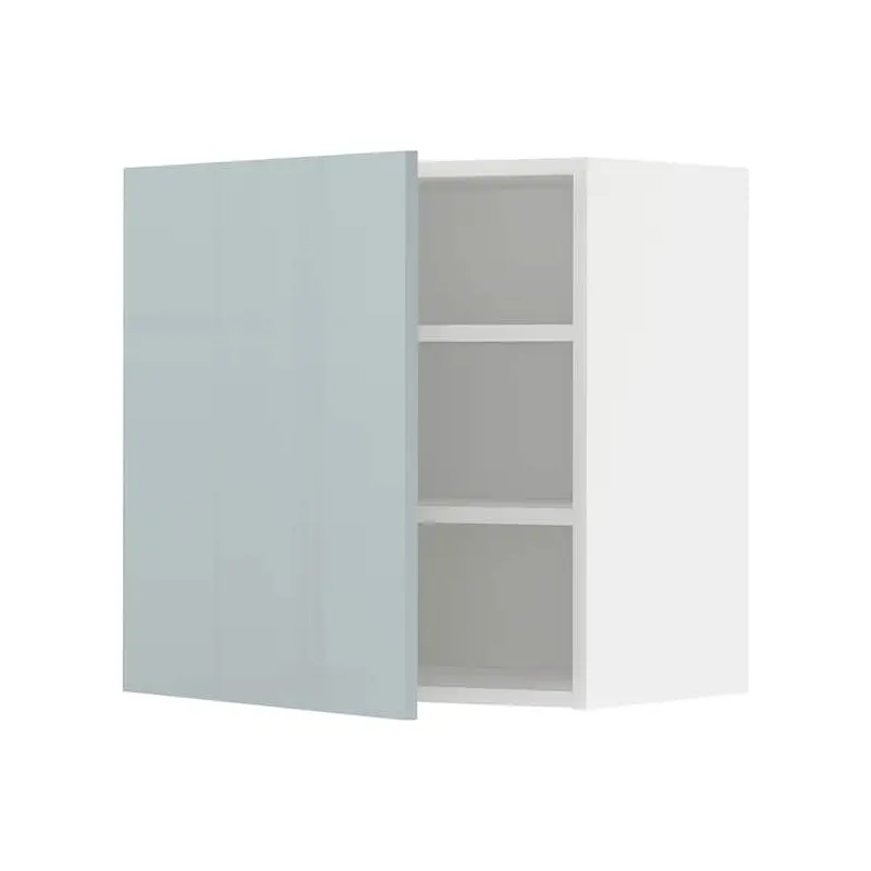 METOD wall cabinet with shelves, white/Kallarp light grey-blue, 60x60 cm