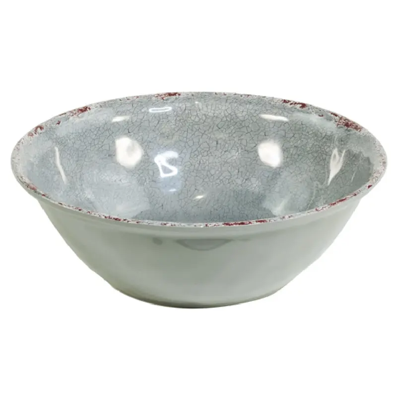 BauscherHepp TGY1637 1-1/4 Qt Gray Melamine Bowl Round Distressed Crackle Glaze
