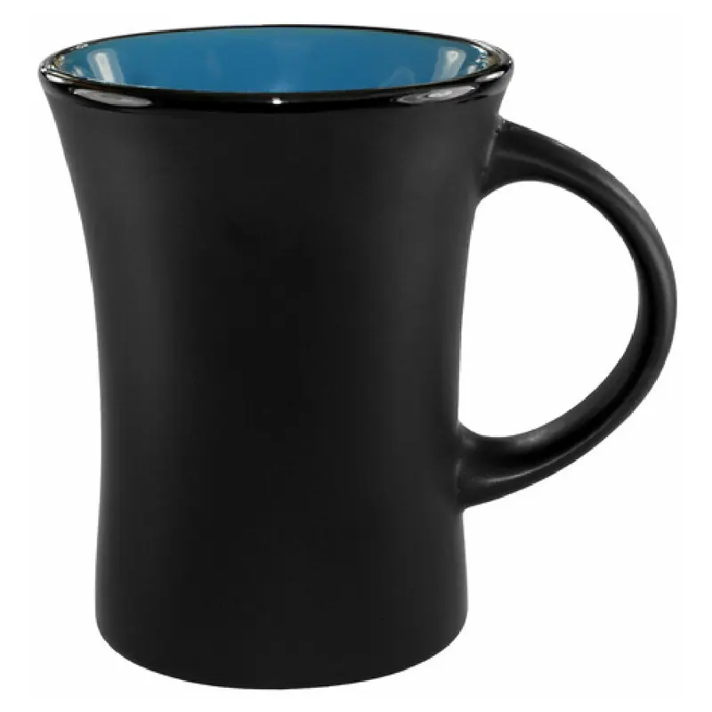 International Tableware 83570-2903/05MF-05C 9.5 Oz Mug Round With Handle Ceramic Black Matte Sky Blue