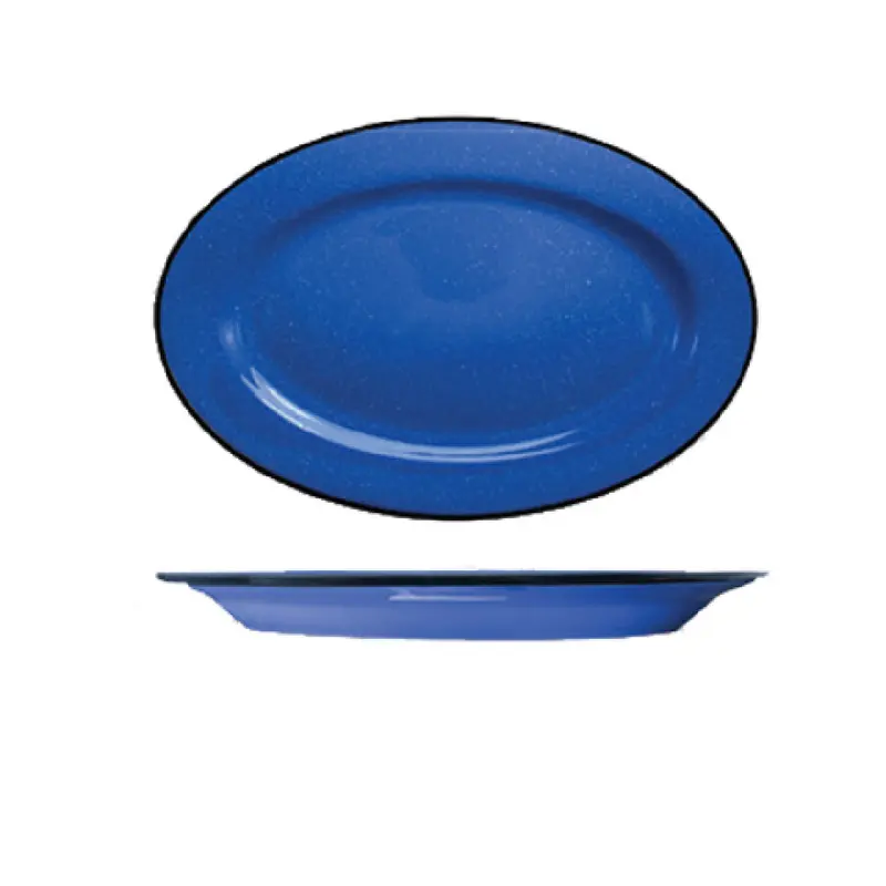 International Tableware CF-13 11-1/2 Inch Oval Platter Ceramic Speckle Ocean Blue