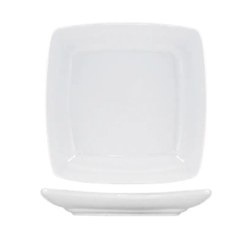 International Tableware DO-9S 9 Inch Square Plate Rolled Edge Lead Free Porcelain
