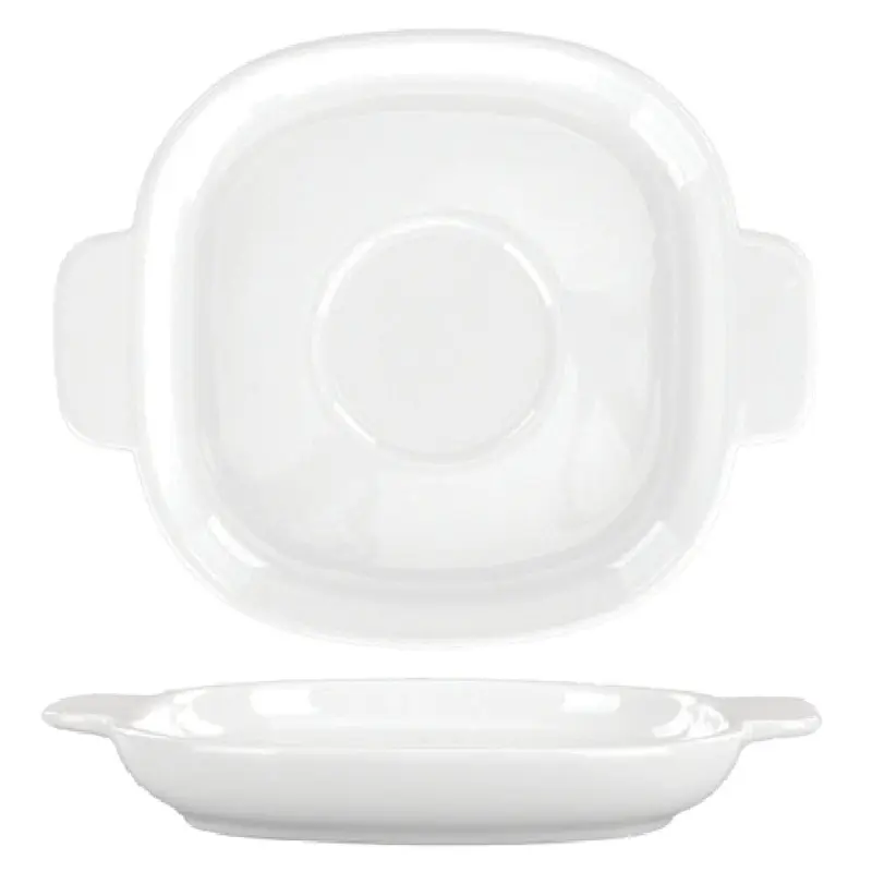 International Tableware FA-366 4-3/4 Inch Diameter A.D. Saucer with Handles Porcelain Bright White