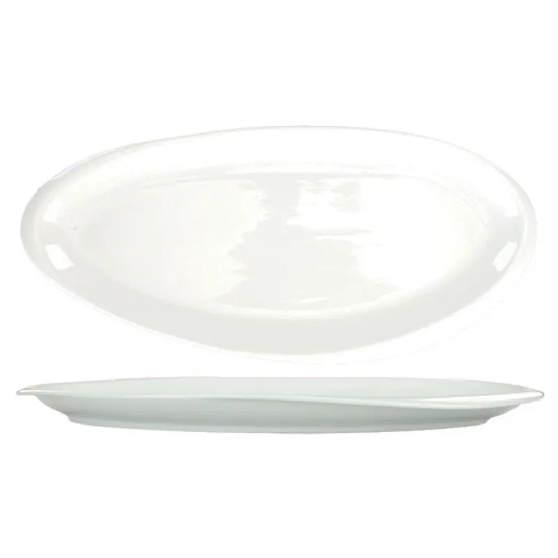 International Tableware VL-14 14-1/2 Inch Organic Oval Platter Porcelain White