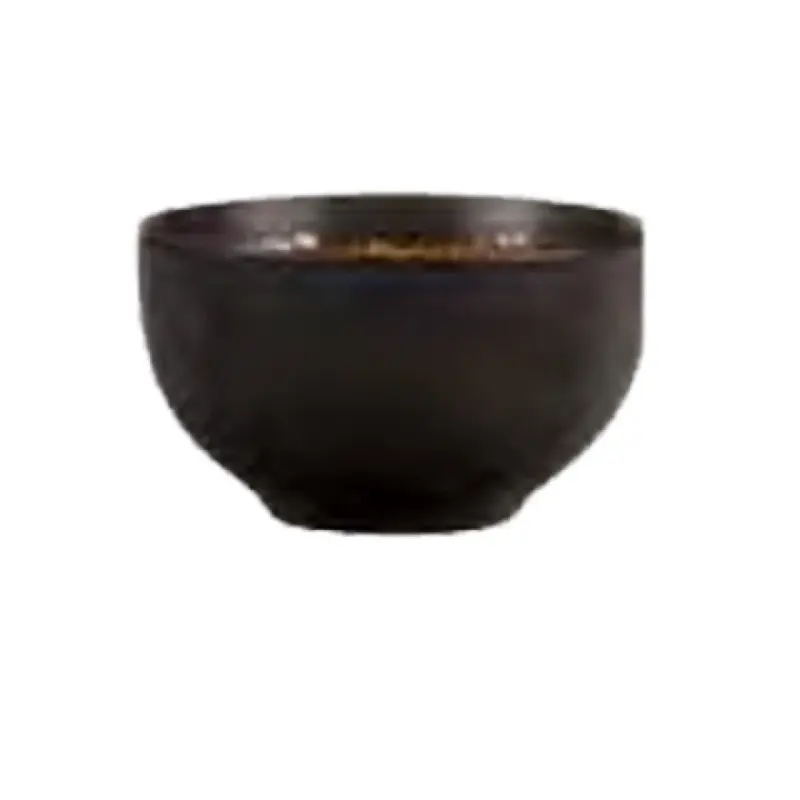 Libbey BF-3 17 Oz. Round Bowl Glazed Ceramic Turquoise with Dark Brown Rim