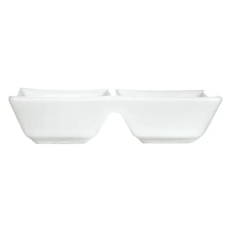 International Tableware EL-202 4-3/8 Inch Compartment Dish Bowl Porcelain with Two Wells