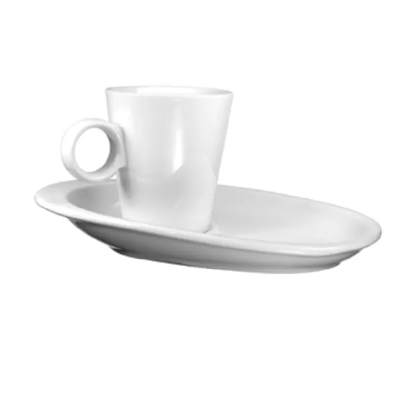 International Tableware FA-6929S 8-1/4 Inch x 5-1/4 Inch Saucer Lead Free Porcelain with Bright White Finish