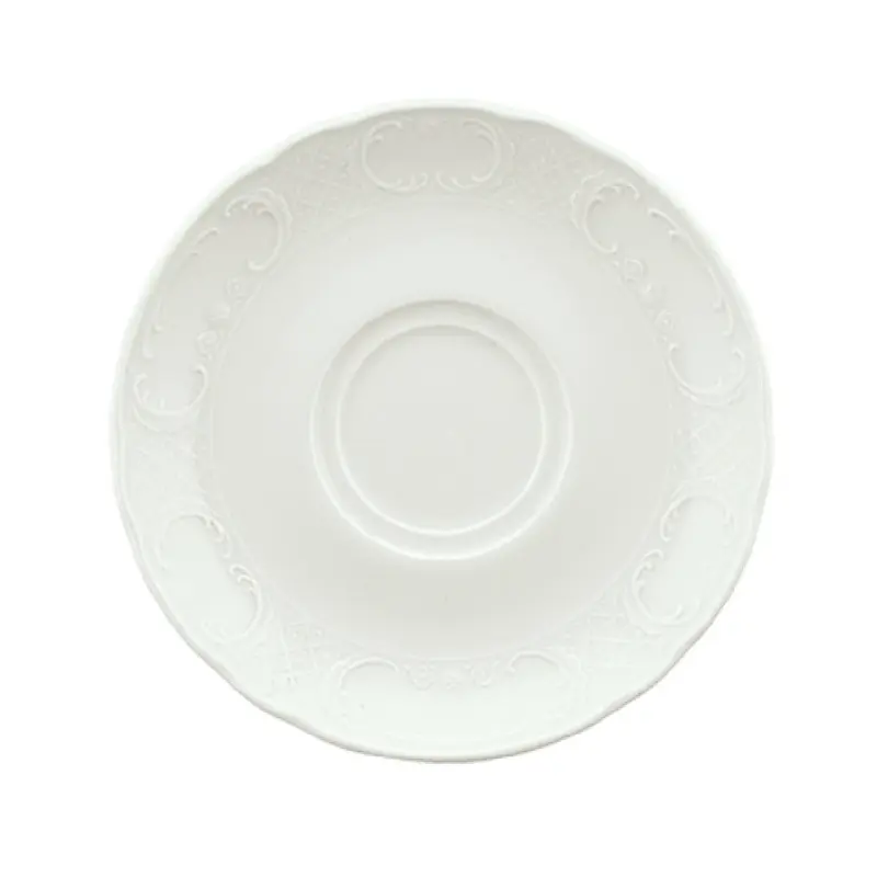 Libbey 9066920 6-1/4 Inch Diameter Porcelain Saucer Double Well Marquis Pattern
