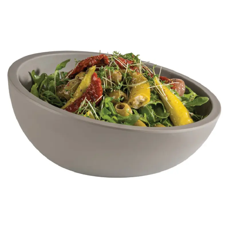 Libbey APS 84835 23-3/4 Oz Melamine Round Bowl Concrete Look Stackable with Non-slip Feet