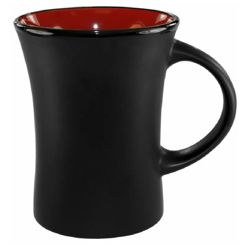International Tableware 83570-2904/05MF-05C 9.5 Oz Mug With Handle Black Matte Red Interior