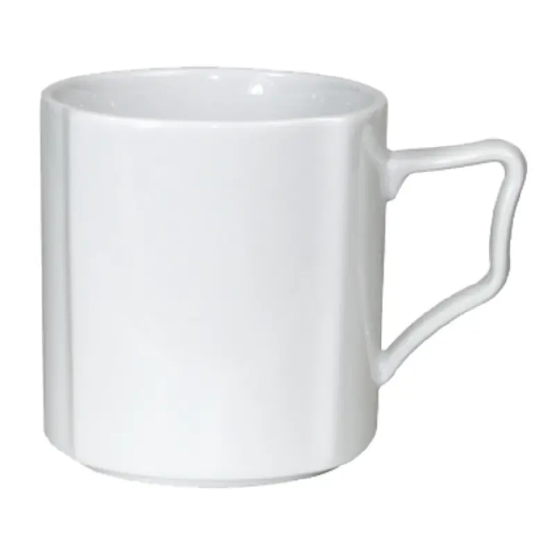 International Tableware RA-38 9 Oz Mug Round with Handle Porcelain Bright White