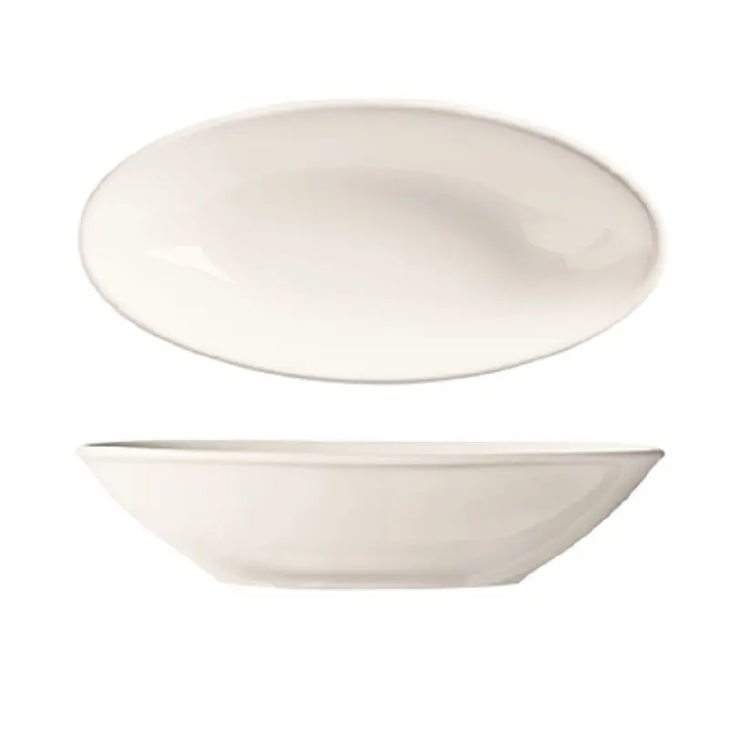Libbey INF-350 28 Oz Porcelain Bowl 10 Inch with Oval Shape and Bright White Finish