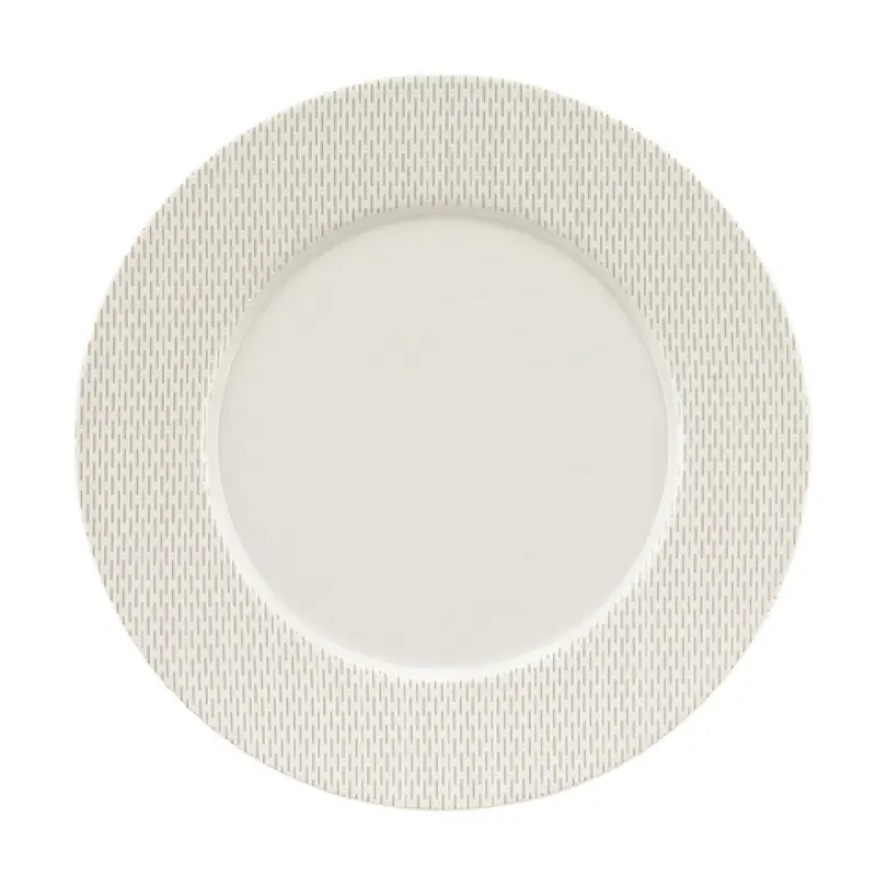 BauscherHepp 690022-426048 8-7/10 Inch Round Plate Rimmed Porcelain Finest Loom Grey