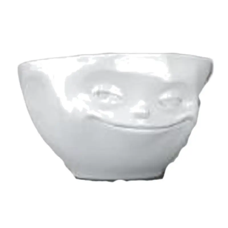 BauscherHepp 145007 3-3/10 Oz Bowl Porcelain White Embossed Grinning Face